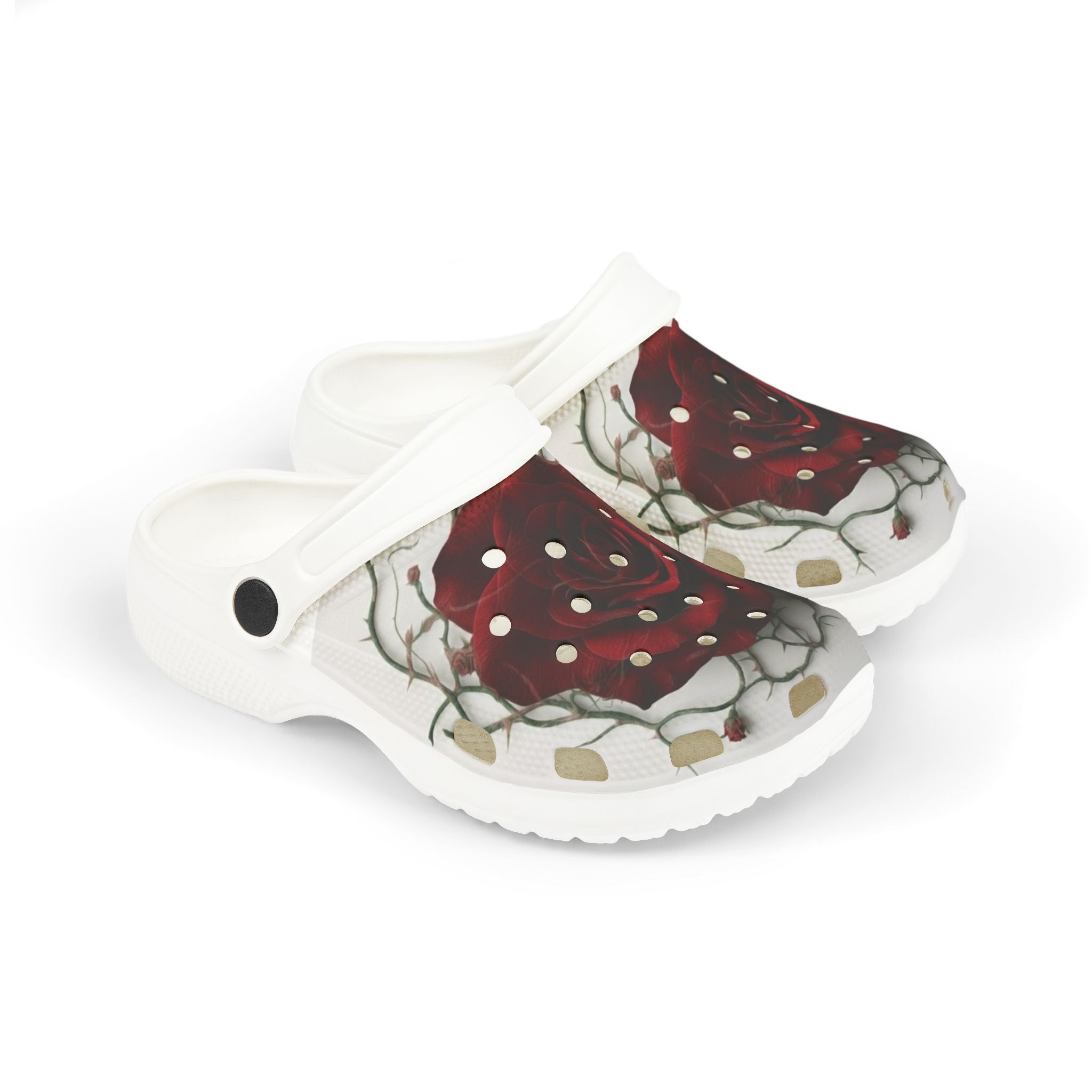 Kids Foam Clogs — Red Rose Marble All-Over Print
