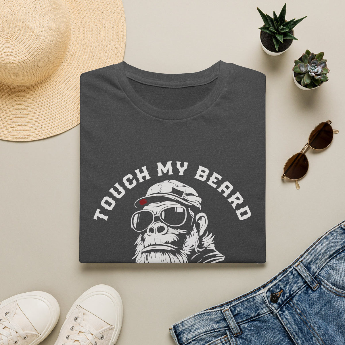 Touch My Beard T-Shirt — Funny Biker Ape Design