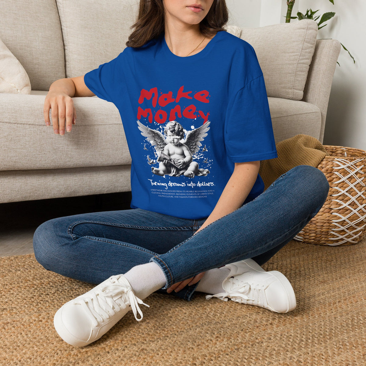 Make Money Angel T-Shirt — Graphic Money-Chasing Streetwear Tee