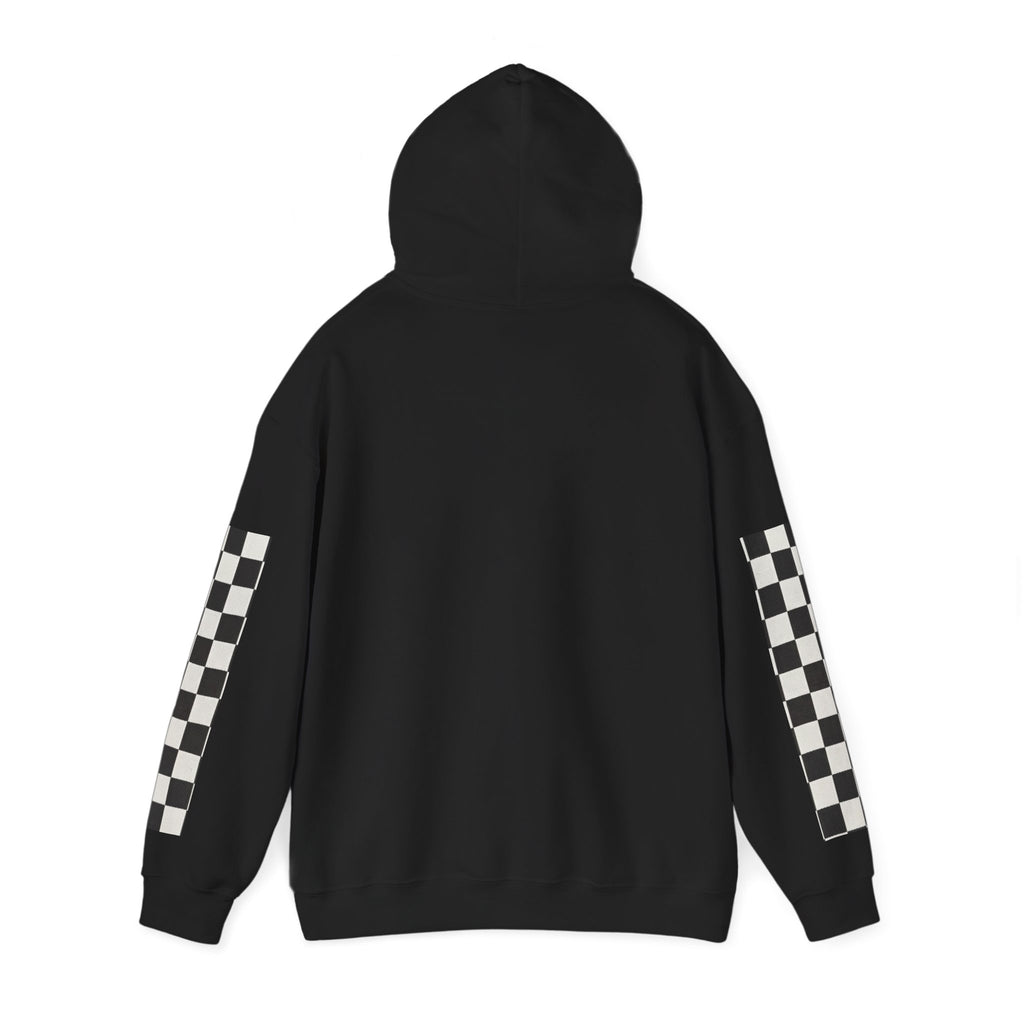 Rose & Checkered Sleeve Hoodie — "Smile, You're Beautiful" Graphic