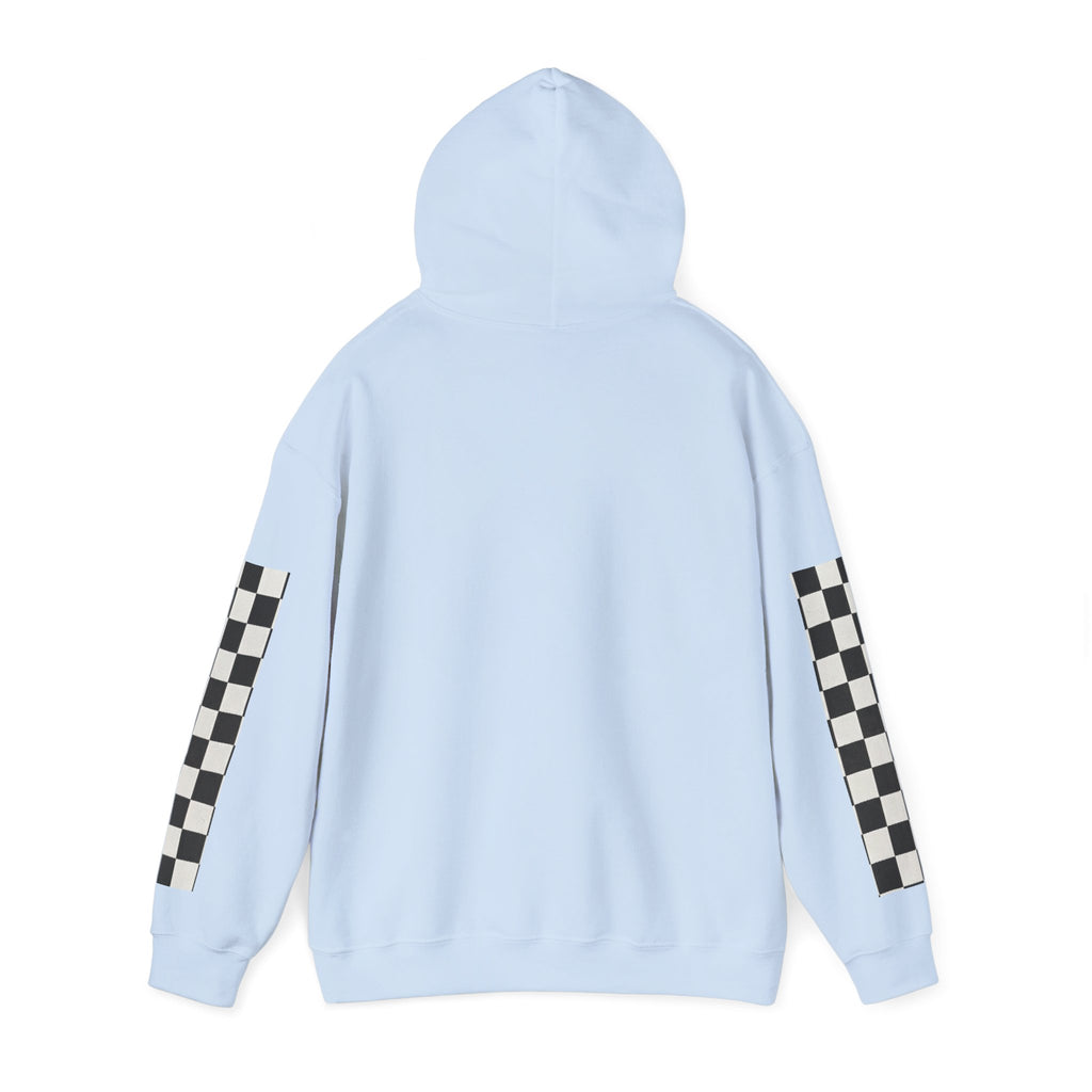Rose & Checkered Sleeve Hoodie — "Smile, You're Beautiful" Graphic