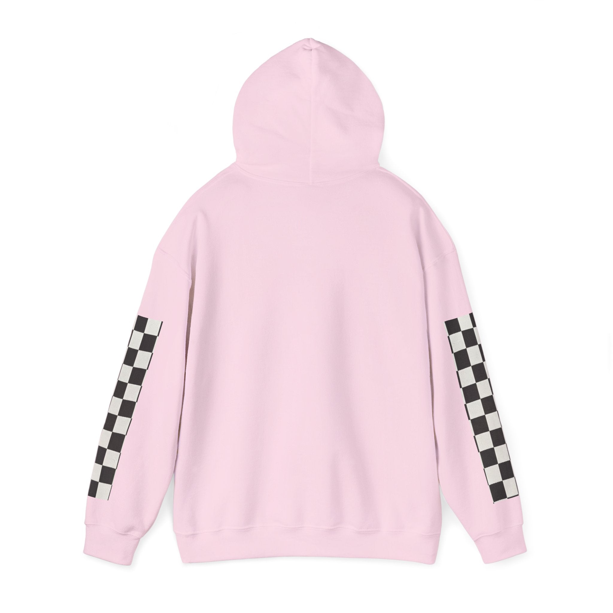 Rose & Checkered Sleeve Hoodie — "Smile, You're Beautiful" Graphic