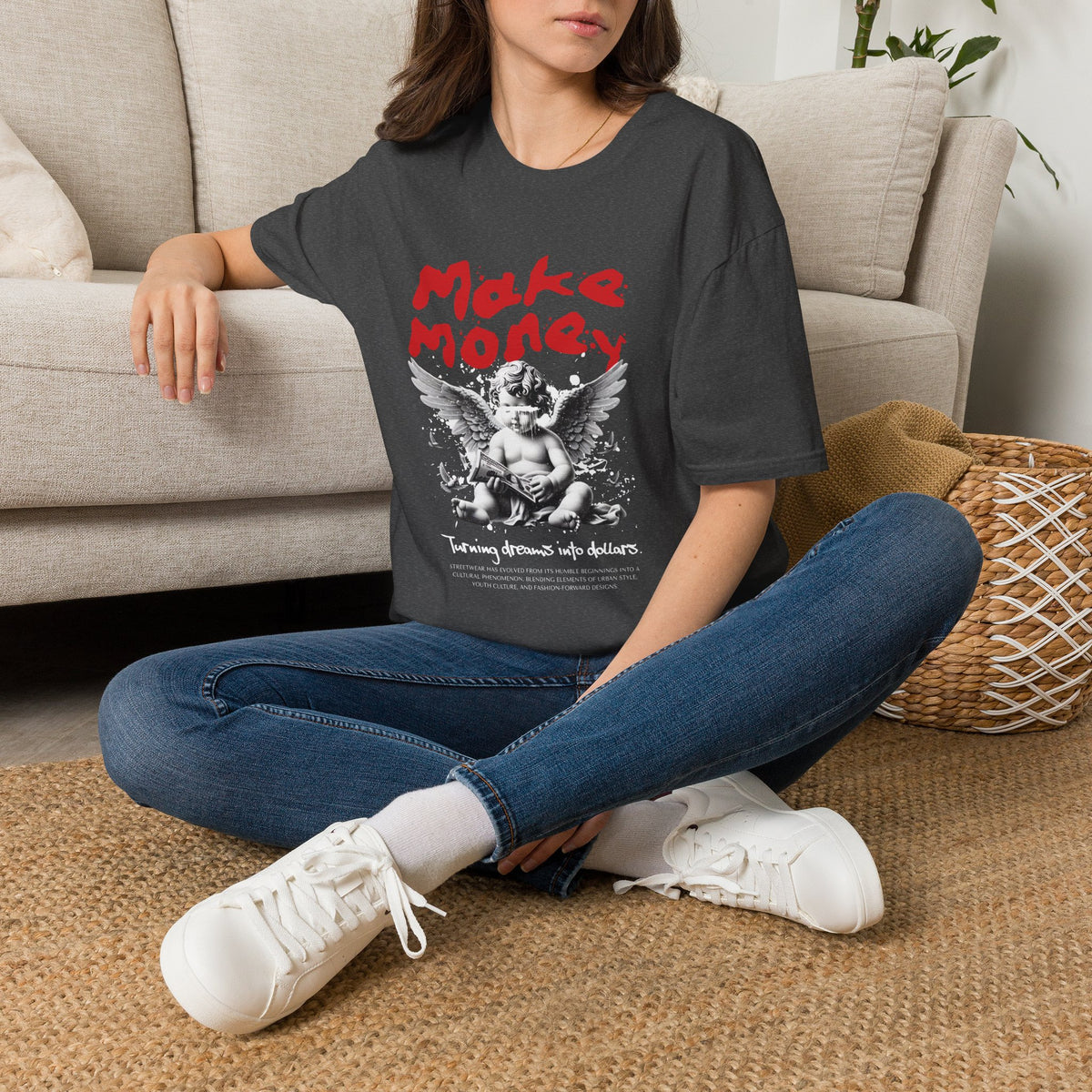 Make Money Angel T-Shirt — Graphic Money-Chasing Streetwear Tee