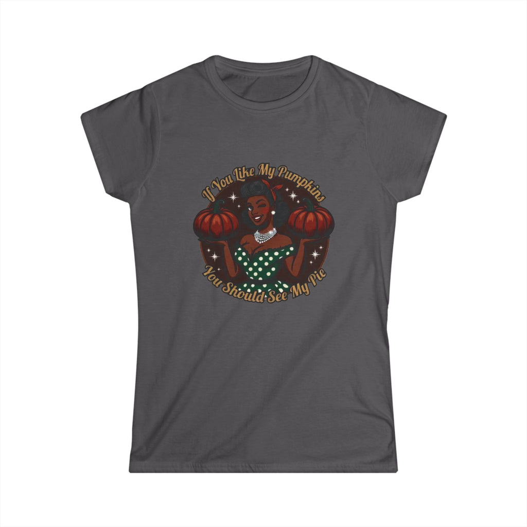 Funny Fall Pumpkin Tee – Retro Pin-Up Women's Graphic T-Shirt | Thanksgiving Halloween Gift