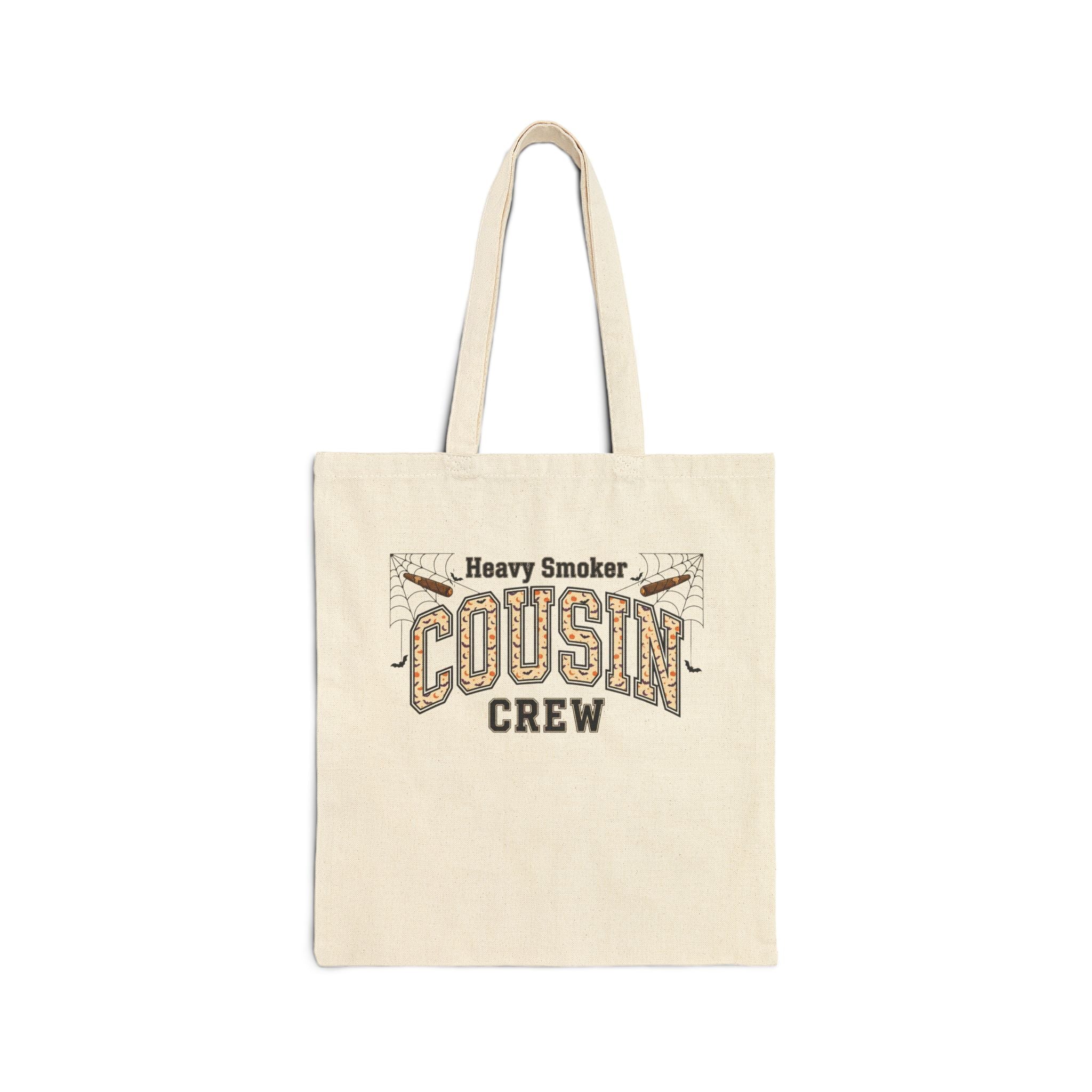 Cousin Crew Tote Bag – “Heavy Smoker” Vintage BBQ Cotton Canvas Tote
