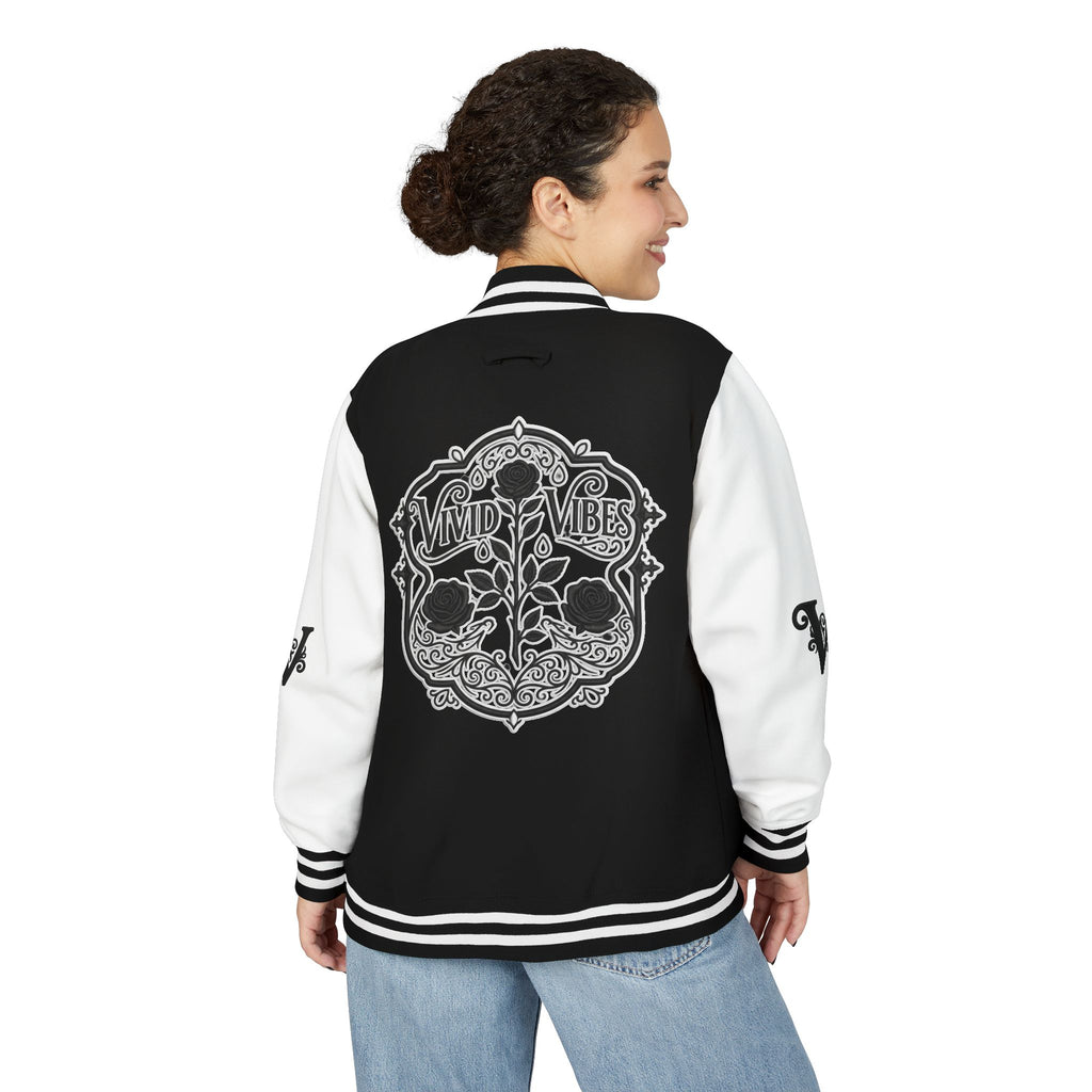 Letterman Jacket — 'Vivid Vibes' Floral Skull Varsity Jacket