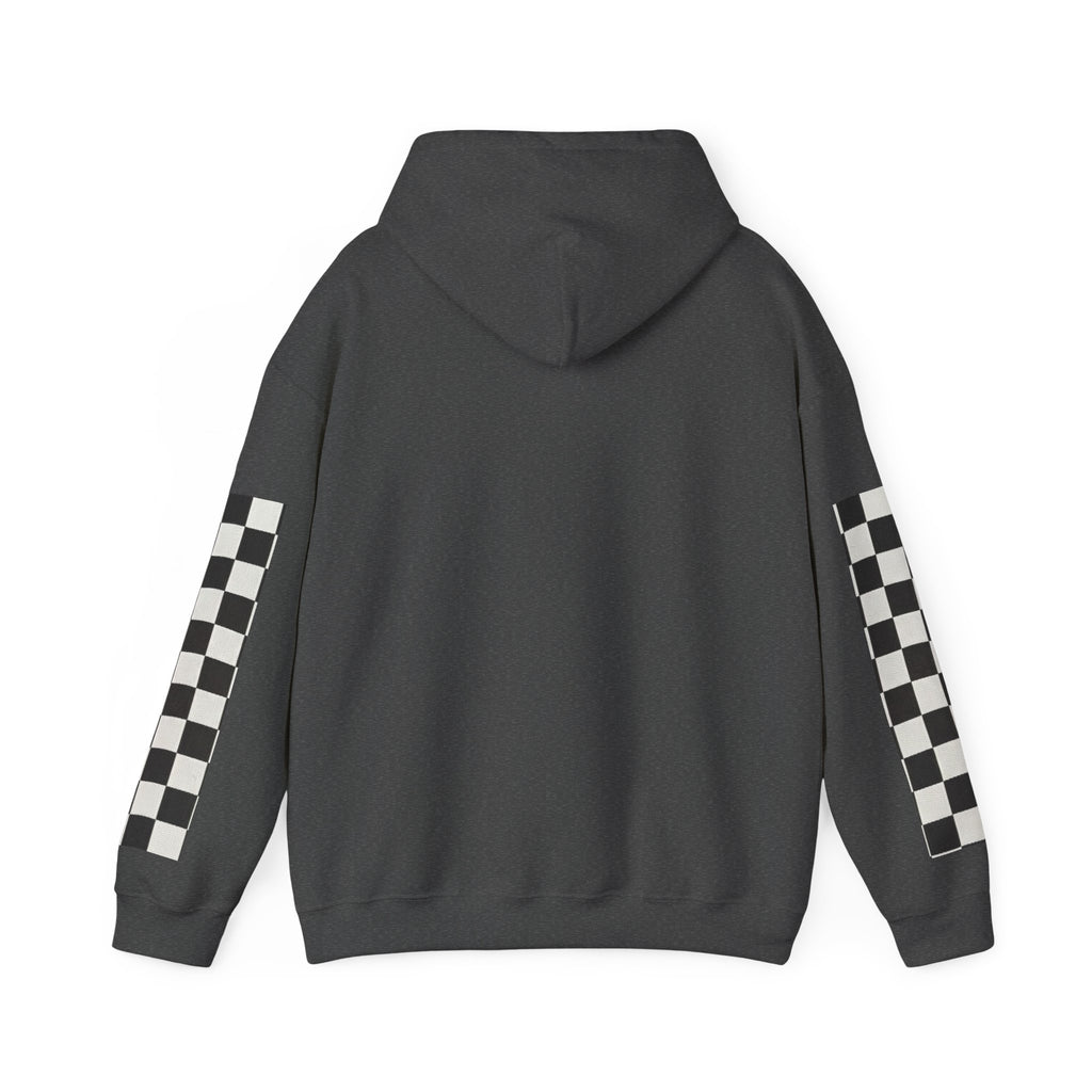 Rose & Checkered Sleeve Hoodie — "Smile, You're Beautiful" Graphic