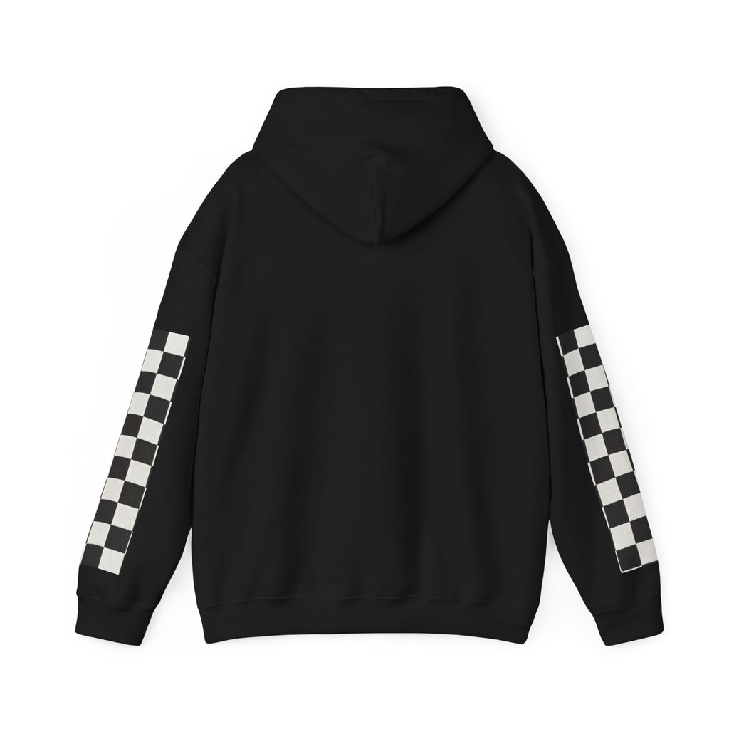 Rose & Checkered Sleeve Hoodie — "Smile, You're Beautiful" Graphic