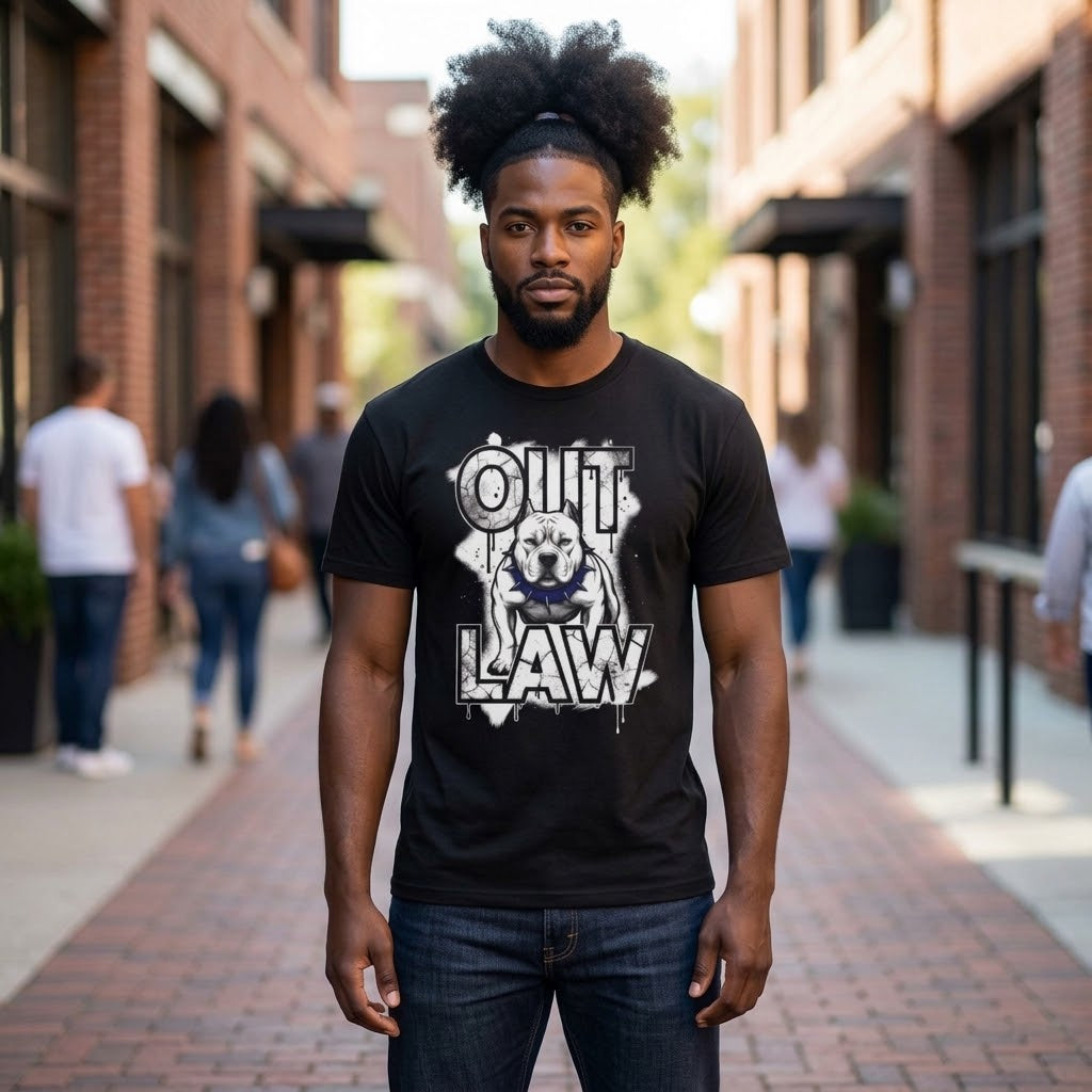 Pitbull 'Outlaw' Graphic T-Shirt — Bold Dog Outline Tee for Pet Lovers