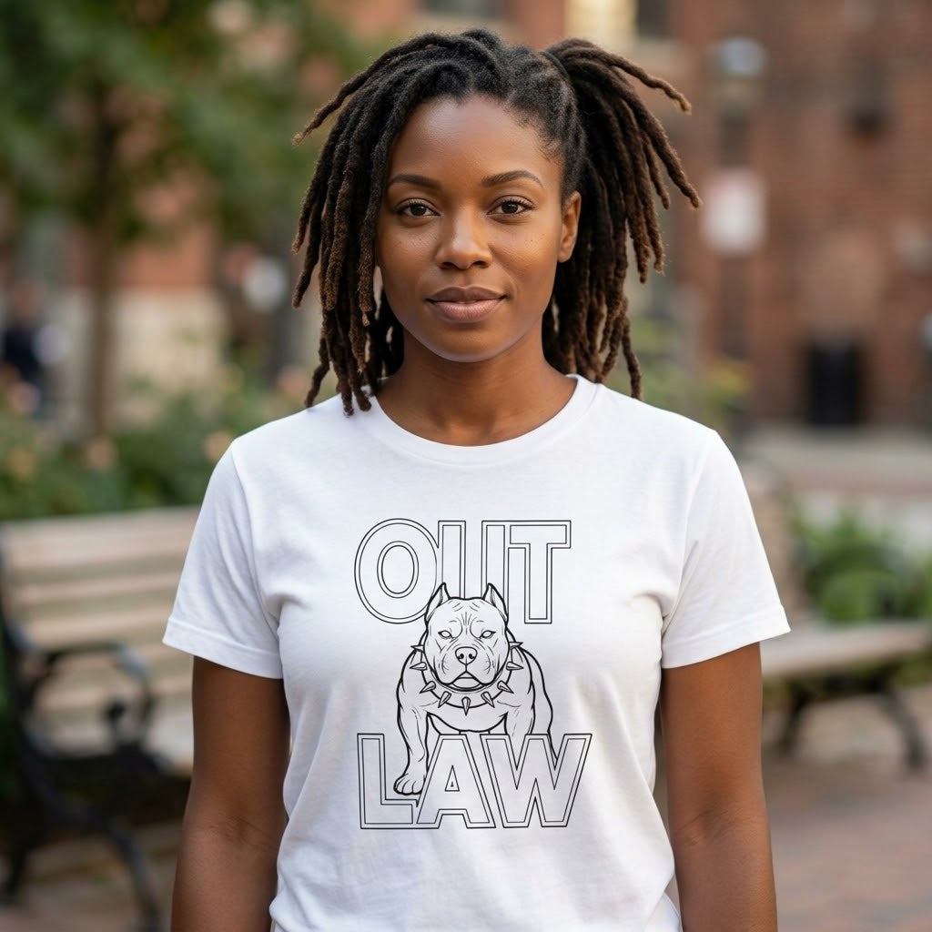 Pitbull 'Outlaw' Graphic T-Shirt — Bold Dog Outline Tee for Pet Lovers