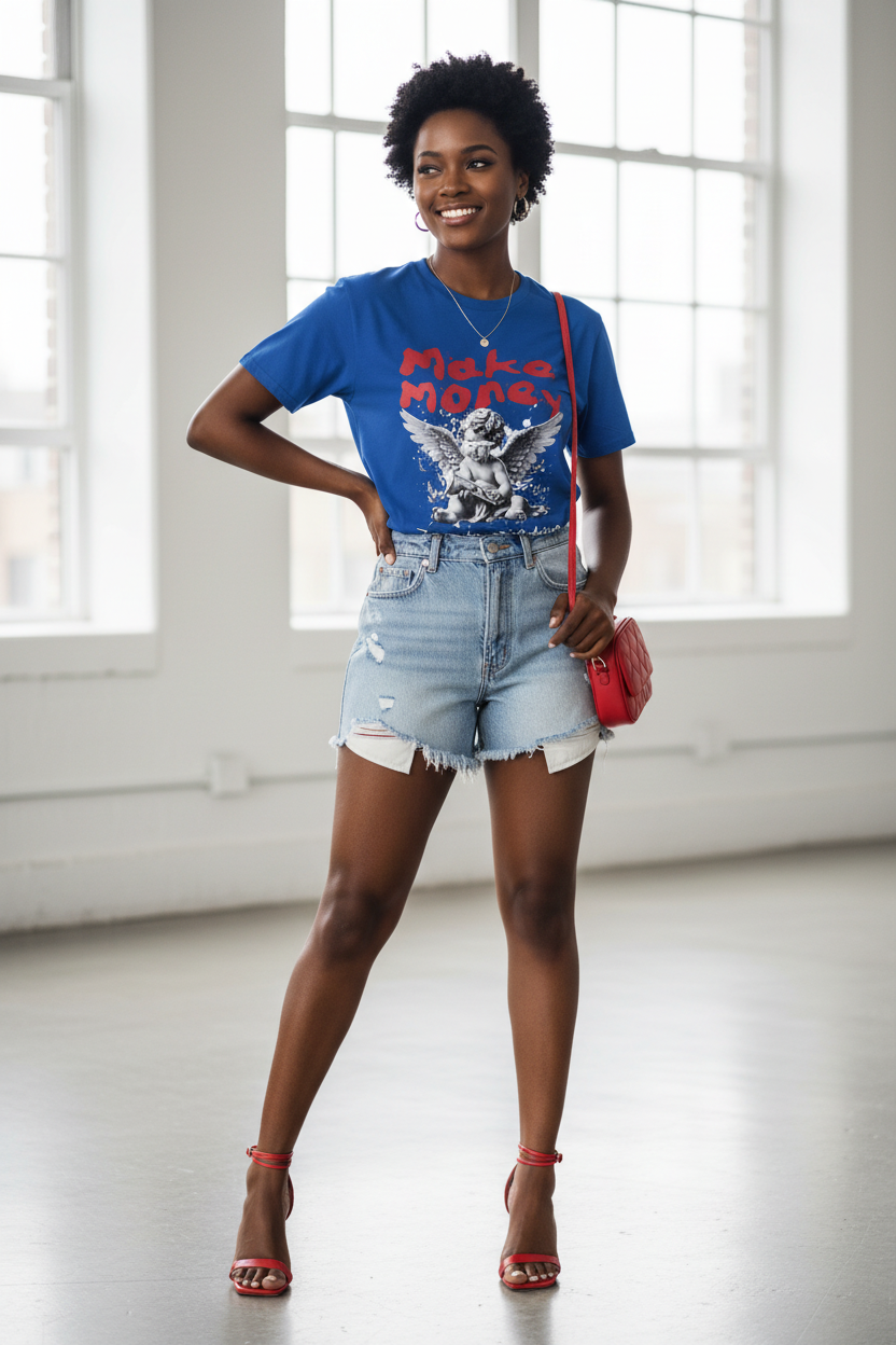 Make Money Angel T-Shirt — Graphic Money-Chasing Streetwear Tee