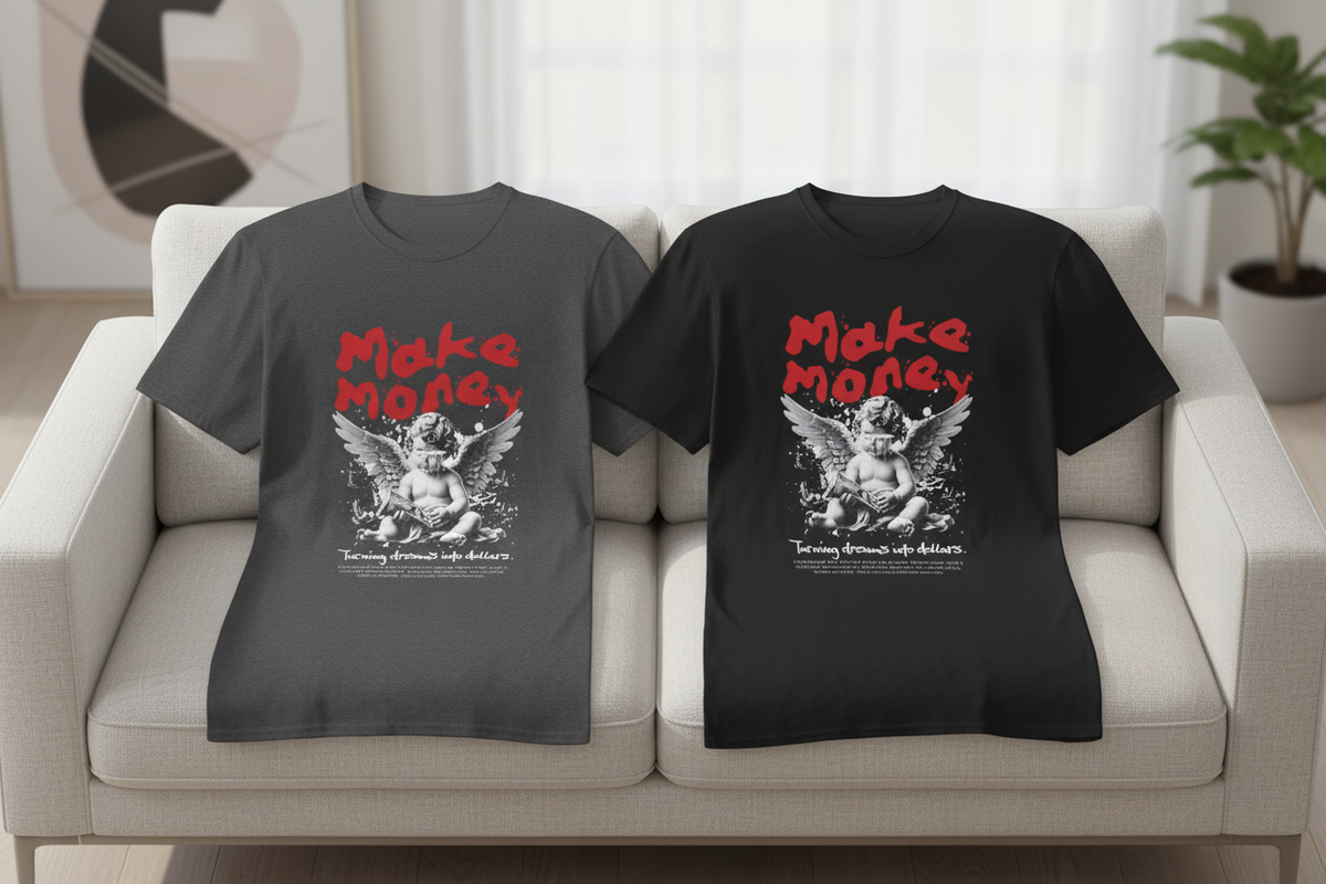 Make Money Angel T-Shirt — Graphic Money-Chasing Streetwear Tee