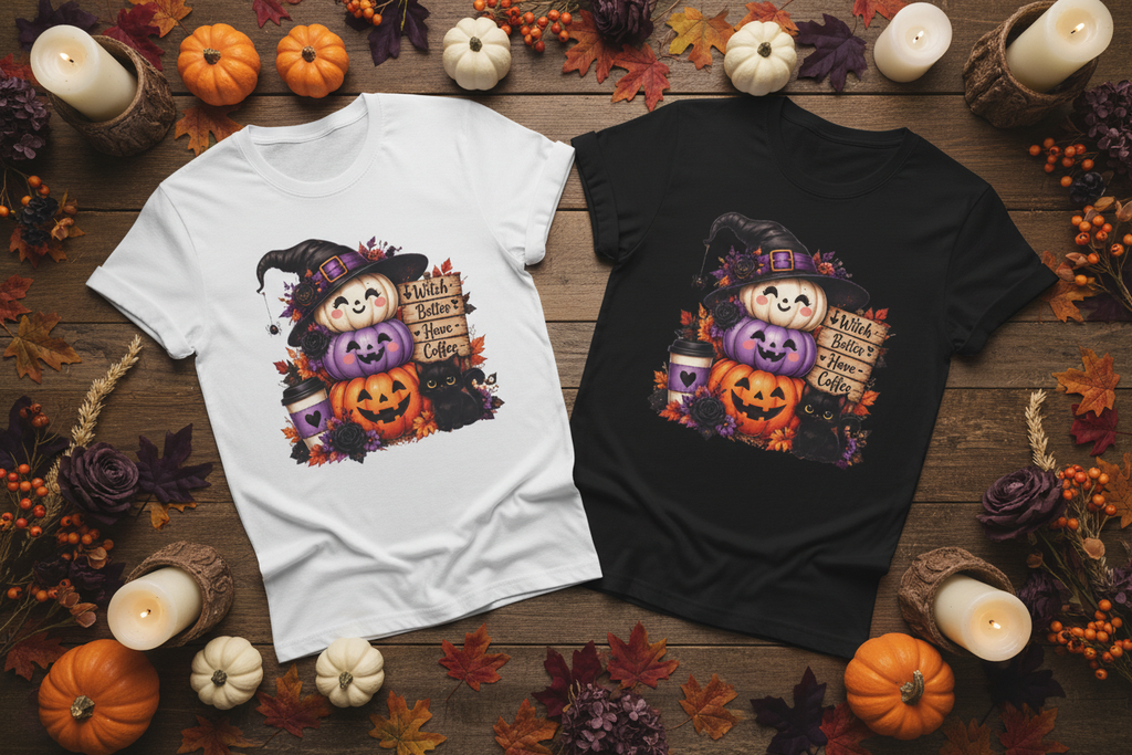Halloween Witch Pumpkin T-Shirt — "Witch Better Have Coffee" Cute Fall Graphic Tee
