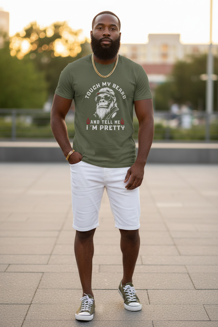 Touch My Beard T-Shirt — Funny Biker Ape Design