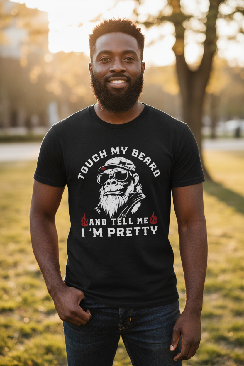 Touch My Beard T-Shirt — Funny Biker Ape Design