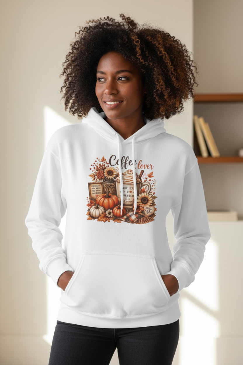 Autumn Coffee Lover Hoodie — Pumpkin Spice Fall Floral Sweatshirt