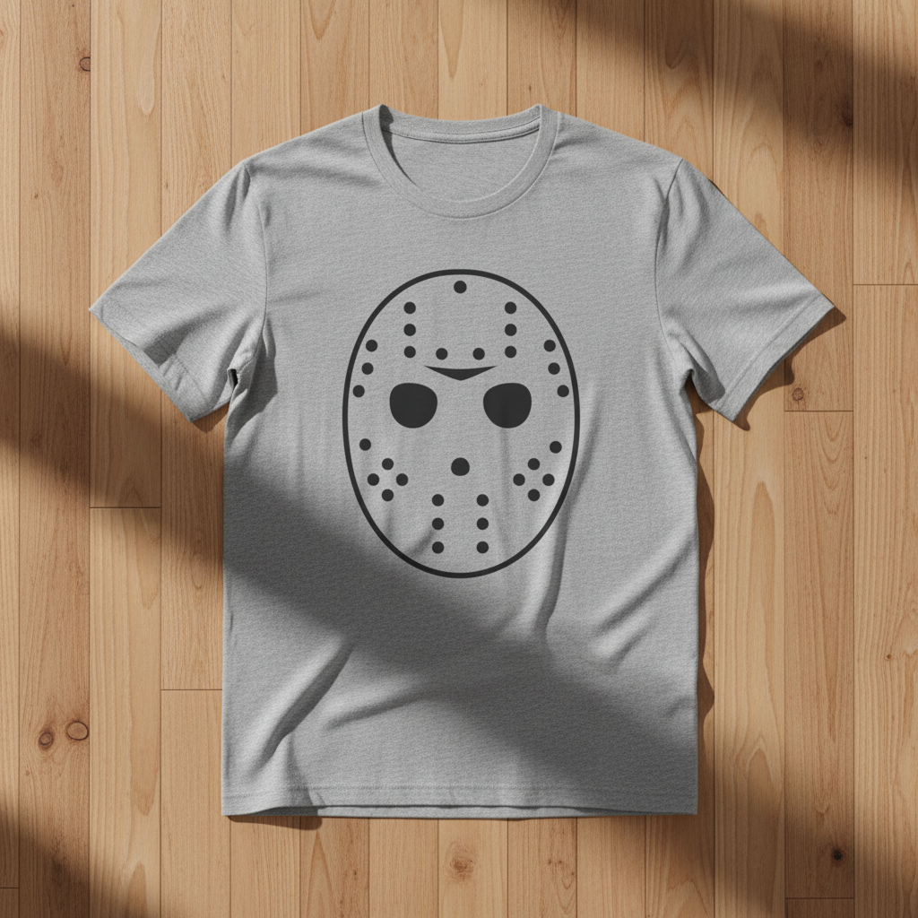 Hockey Mask Graphic T-Shirt — Retro Jason-Inspired Horror Tee