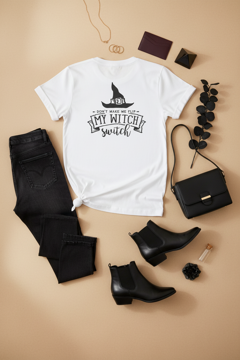 Witch Switch T-Shirt — "Don't Make Me Flip My Witch Switch" Halloween Tee