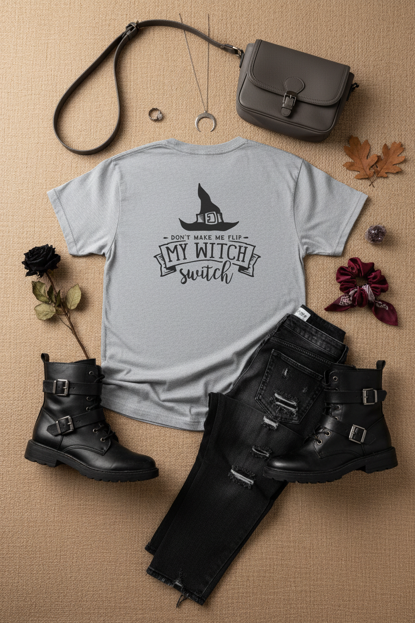 Witch Switch T-Shirt — "Don't Make Me Flip My Witch Switch" Halloween Tee