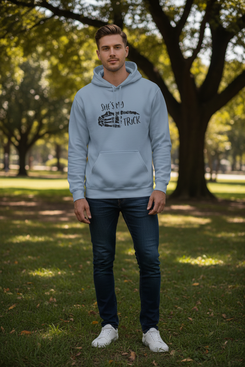 She’s My Trick Skeleton Hand Hoodie — Funny Couples Truck Lover Pullover