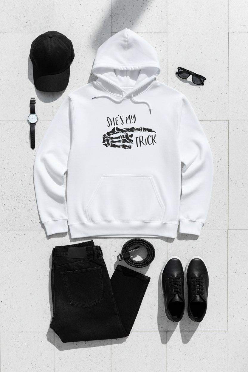 She’s My Trick Skeleton Hand Hoodie — Funny Couples Truck Lover Pullover