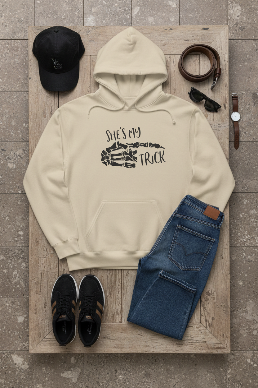 She’s My Trick Skeleton Hand Hoodie — Funny Couples Truck Lover Pullover