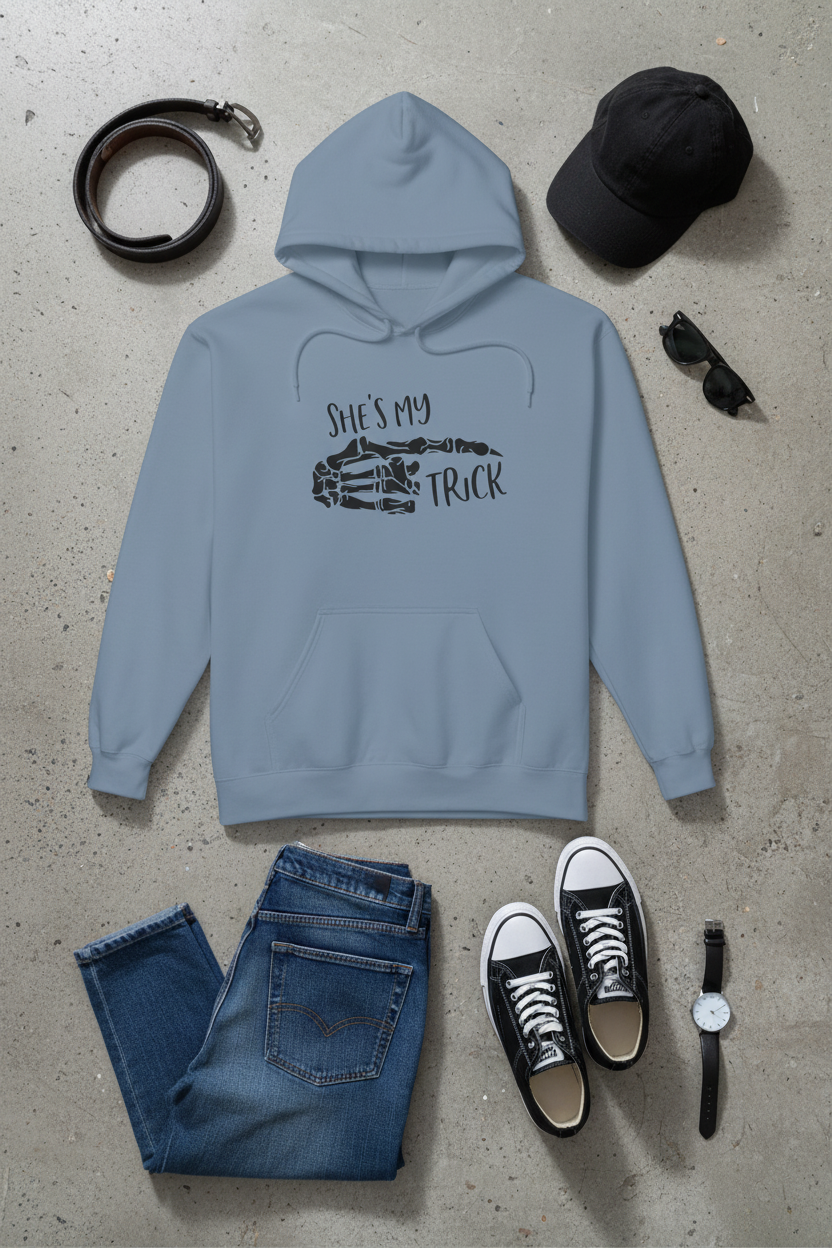 She’s My Trick Skeleton Hand Hoodie — Funny Couples Truck Lover Pullover
