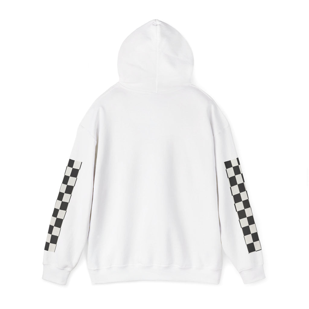 Rose & Checkered Sleeve Hoodie — "Smile, You're Beautiful" Graphic