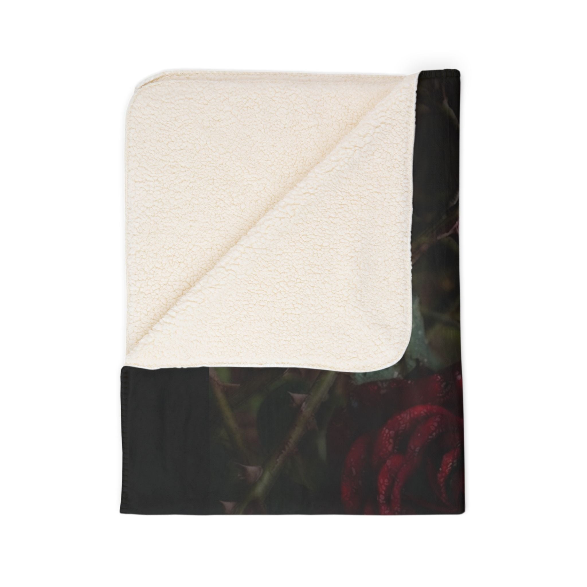 Gothic Rose Sherpa Blanket – Cozy Fleece Throw | Dark Aesthetic Room Decor Gift