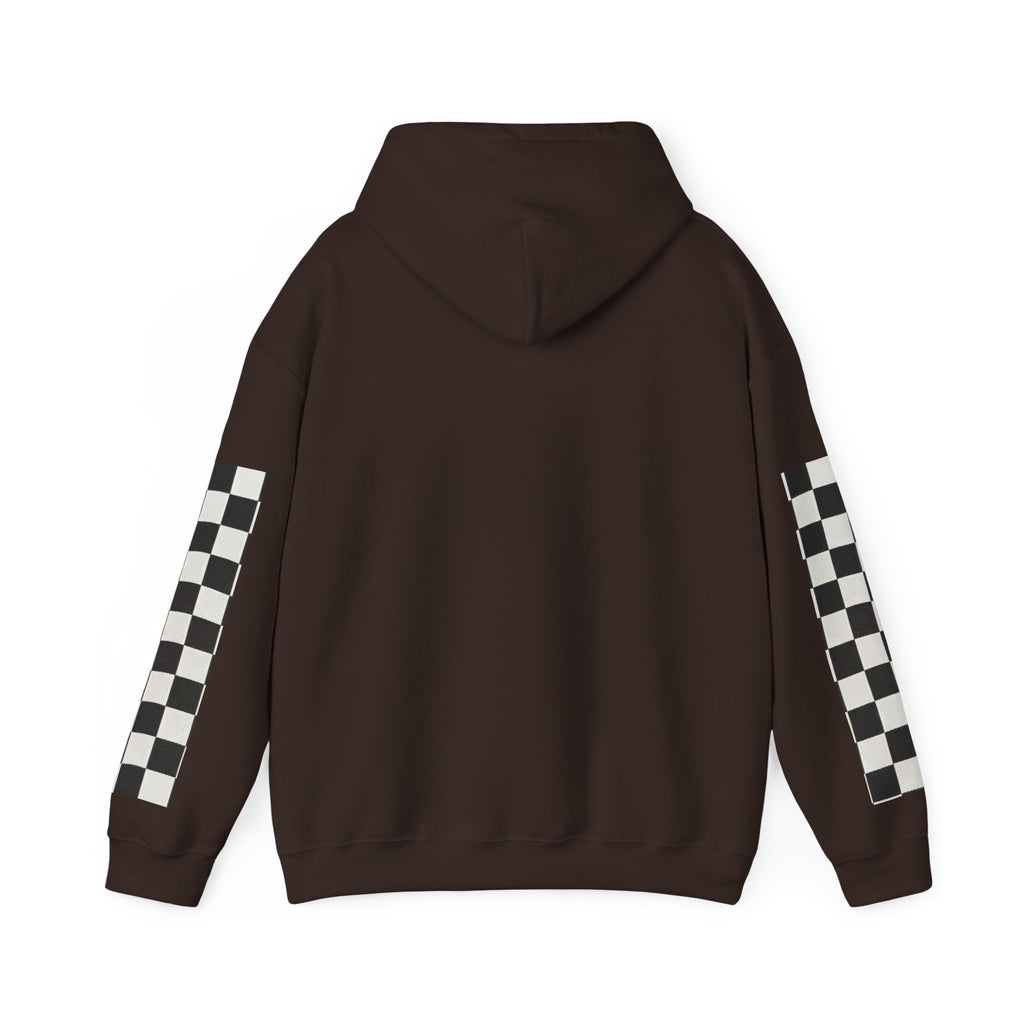 Rose & Checkered Sleeve Hoodie — "Smile, You're Beautiful" Graphic