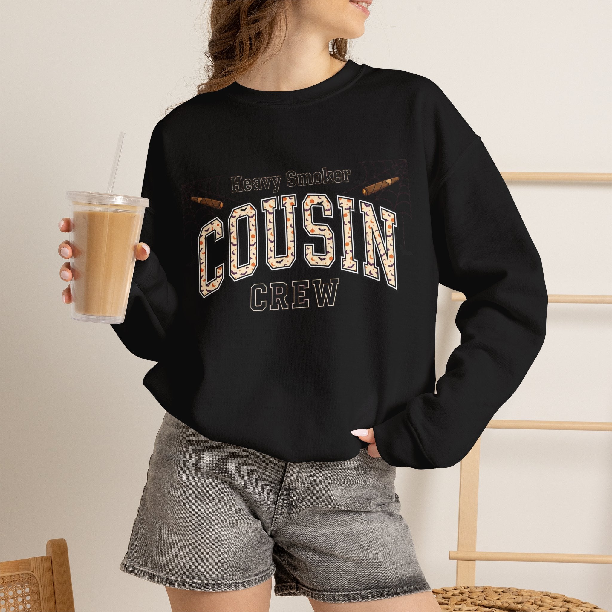 Cousin Crew Sweatshirt — "Heavy Smoker" Vintage College Style Crewneck