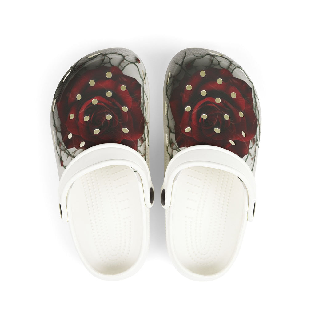 Kids Foam Clogs — Red Rose Marble All-Over Print