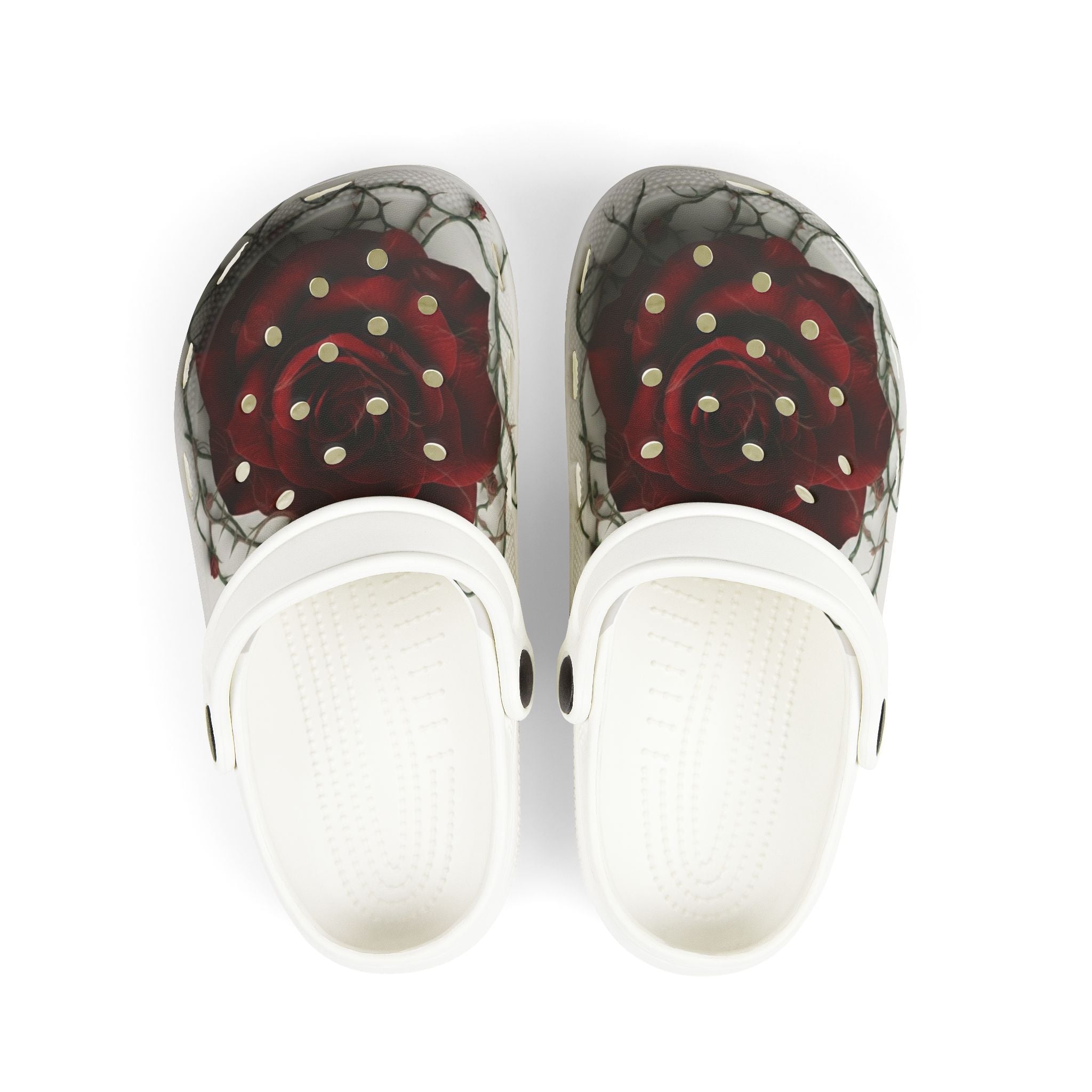 Kids Foam Clogs — Red Rose Marble All-Over Print