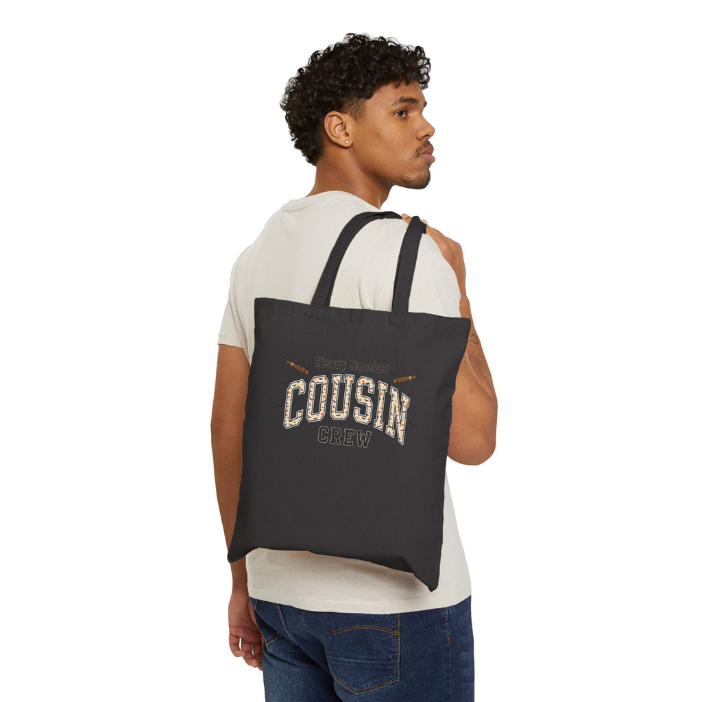 Cousin Crew Tote Bag – “Heavy Smoker” Vintage BBQ Cotton Canvas Tote