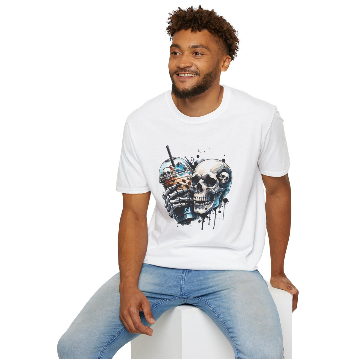 Skull Milkshake T-Shirt — Edgy Gothic Skull Graphic Tee
