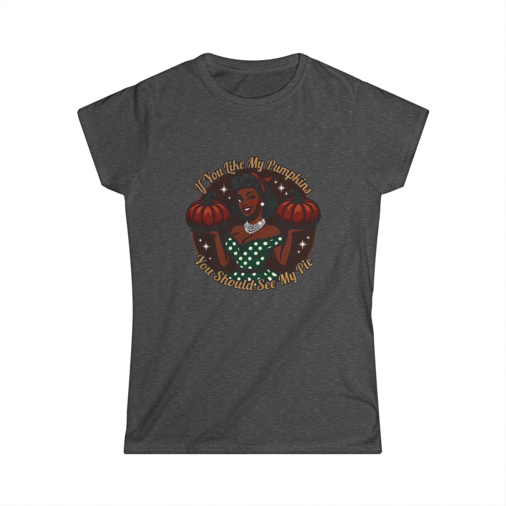 Funny Fall Pumpkin Tee – Retro Pin-Up Women's Graphic T-Shirt | Thanksgiving Halloween Gift