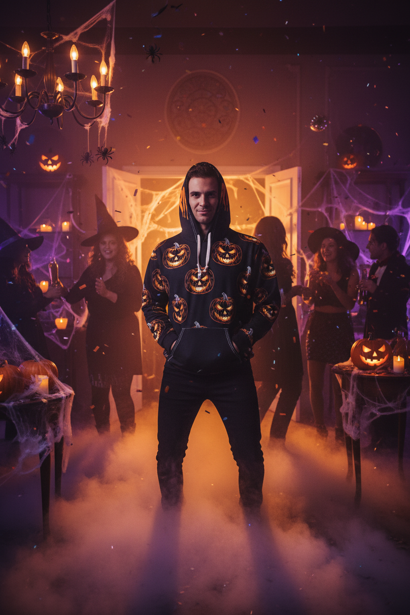 Pumpkin print Unisex Pullover Hoodie (AOP)