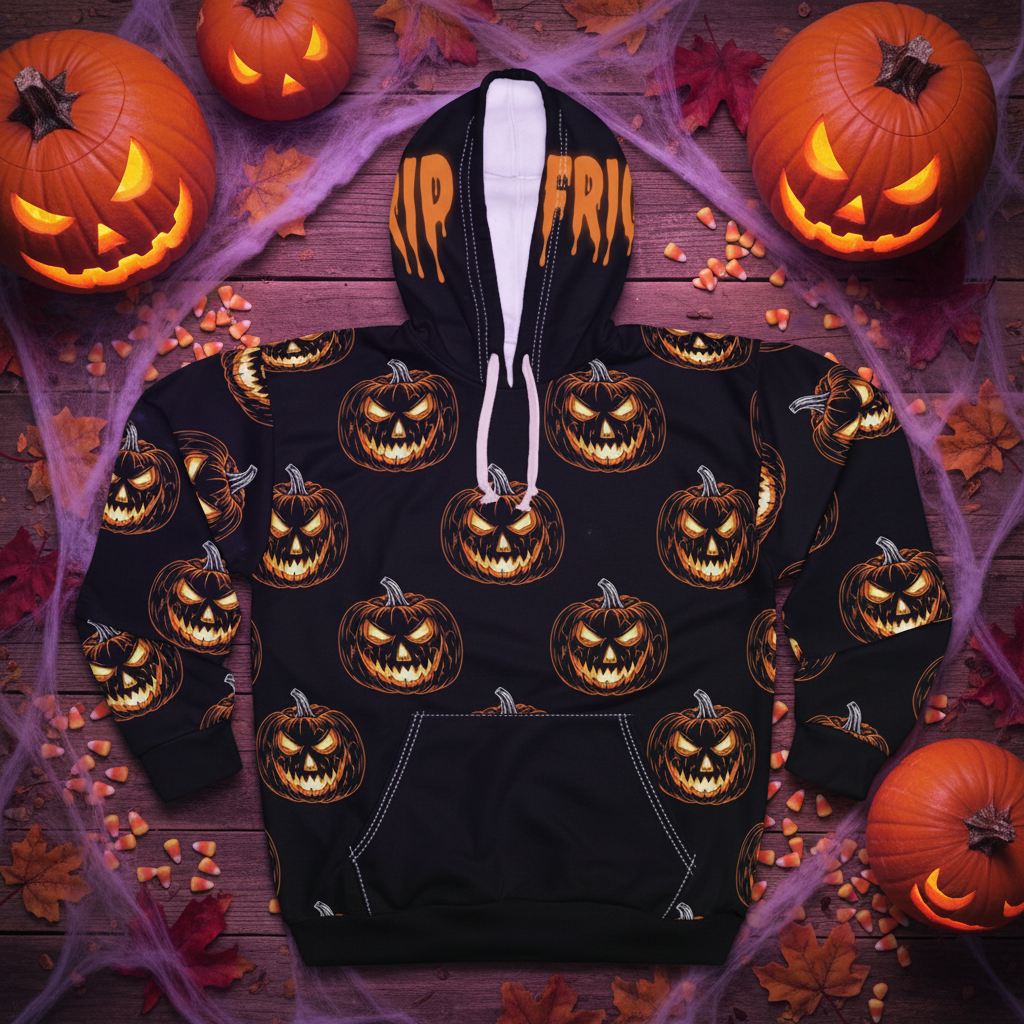 Pumpkin print Unisex Pullover Hoodie (AOP)