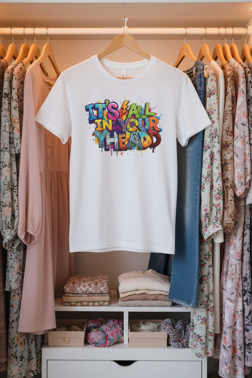 Creative Mind T-Shirt — "It's All In Your Head" Colorful Graffiti Design