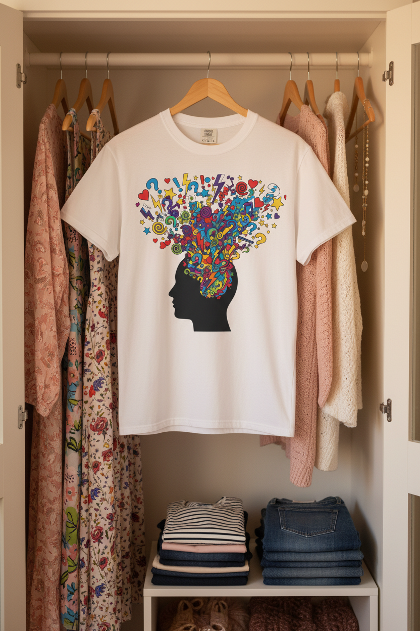 Creative Mind T-Shirt — "It's All In Your Head" Colorful Graffiti Design