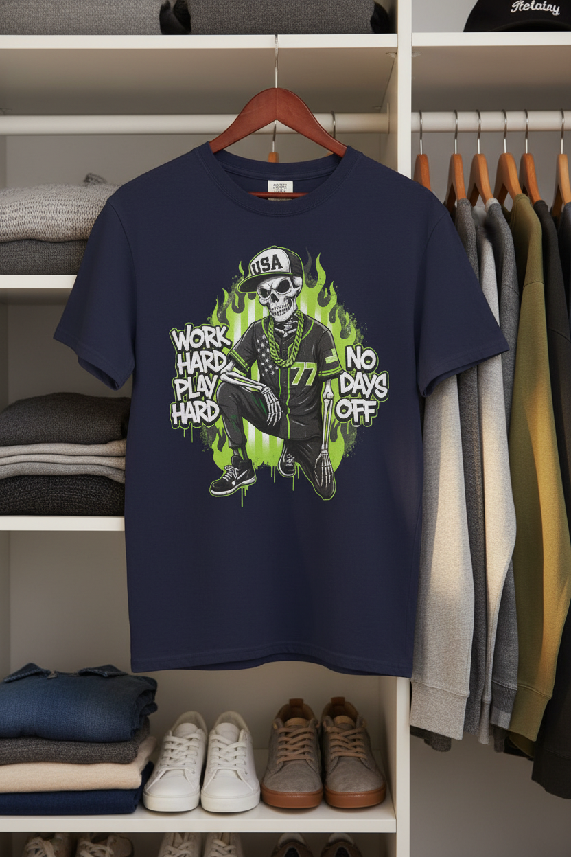 Work Hard Play Hard – No Days Off Tee