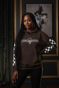 Rose & Checkered Sleeve Hoodie — "Smile, You're Beautiful" Graphic