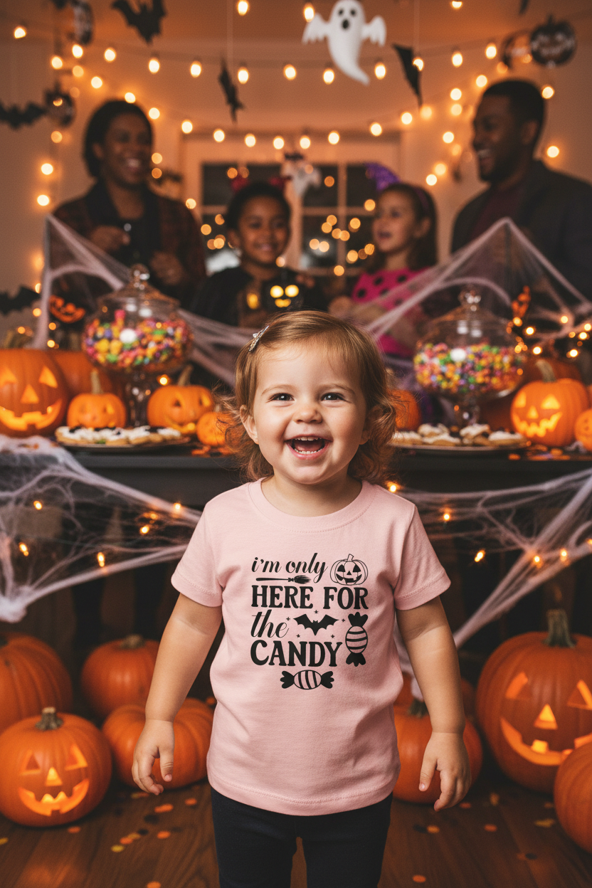 Here for the candy Toddler Short Sleeve Tee