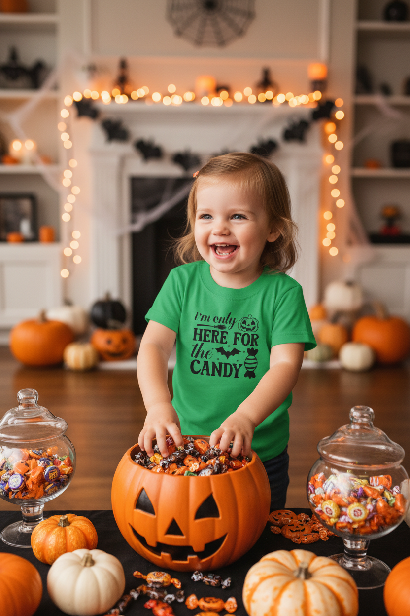 Here for the candy Toddler Short Sleeve Tee
