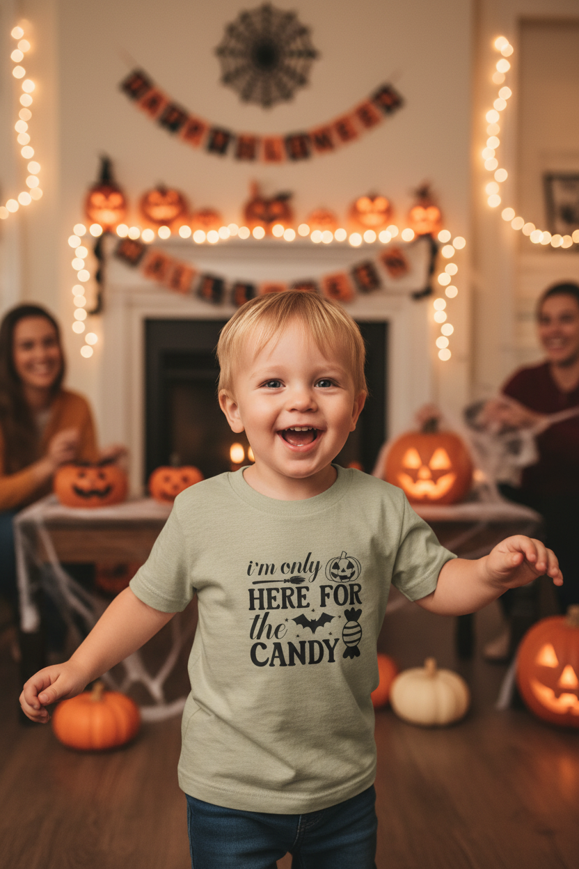 Here for the candy Toddler Short Sleeve Tee